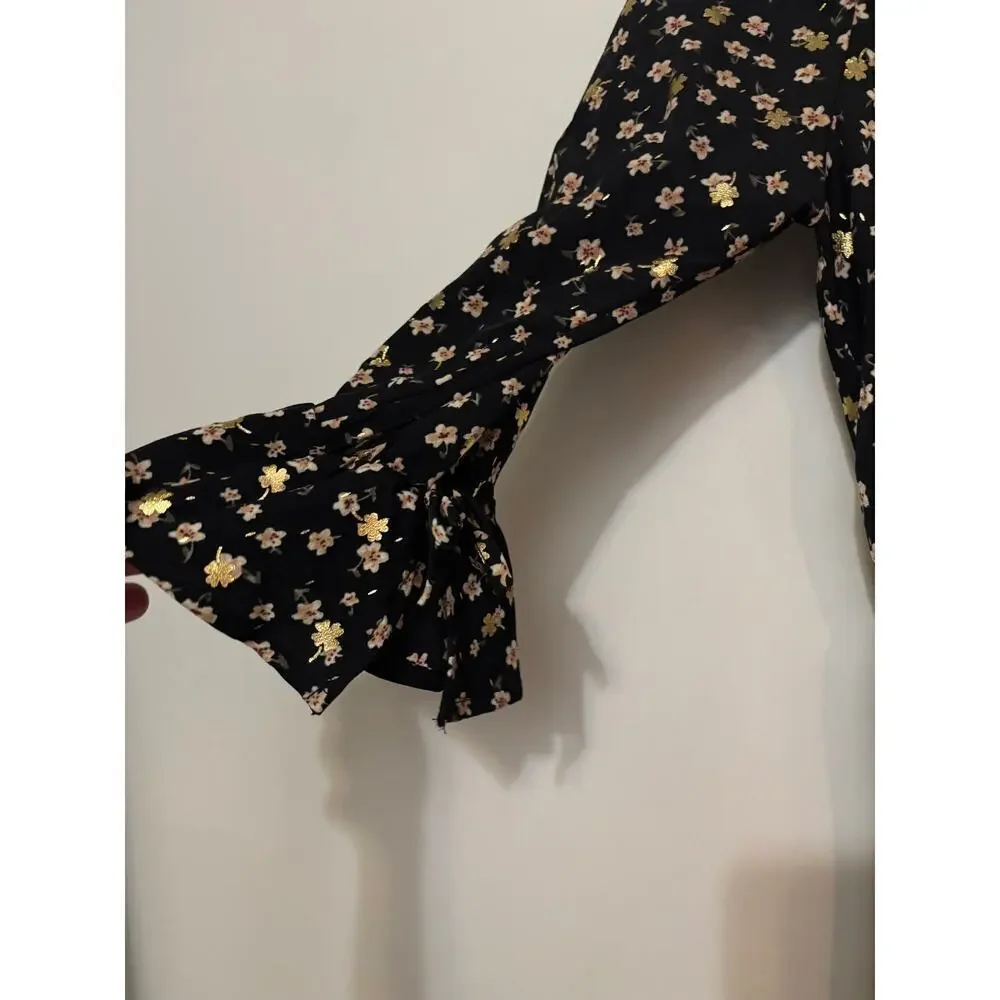Molly Bracken Dress Mini Molly Youth XL Sz 16 Floral Black Cottagecore